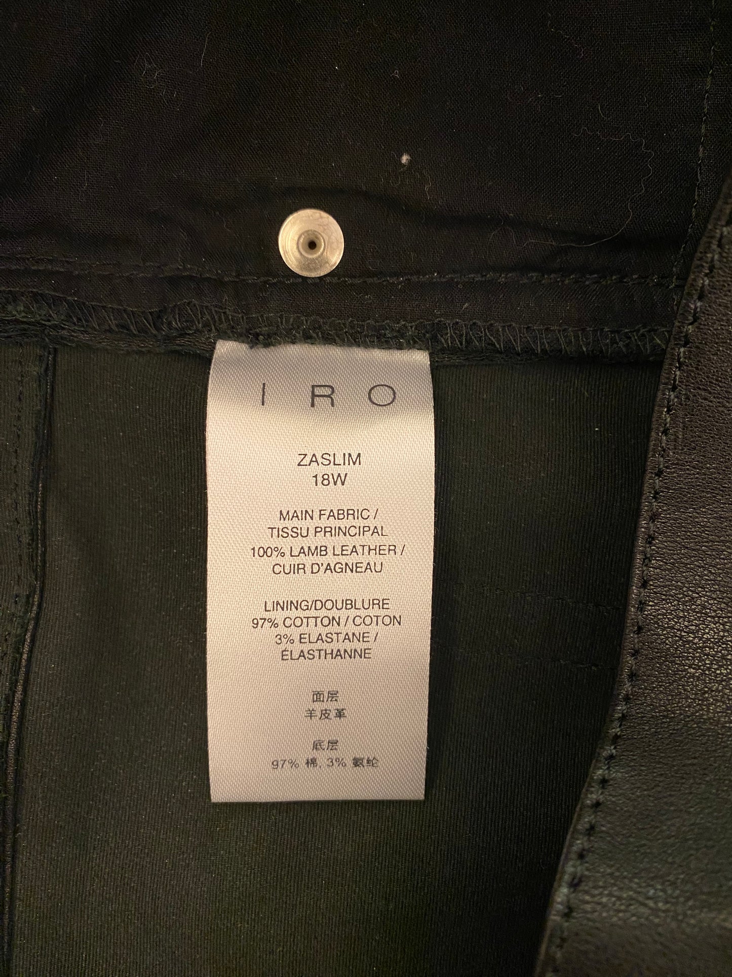 IRO Zaslim Leather Slim-fit Pants Size 40