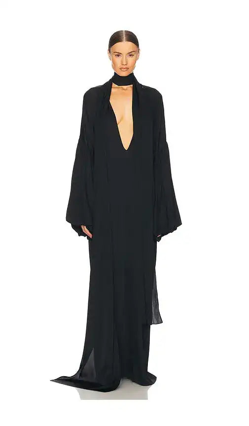 HELSA (NWT) Serafina Silk Maxi Dress - Black Size XS