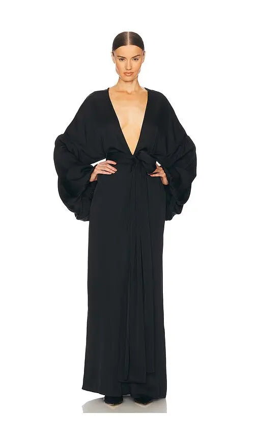 HELSA (NWT) Serafina Silk Maxi Dress - Black Size XS
