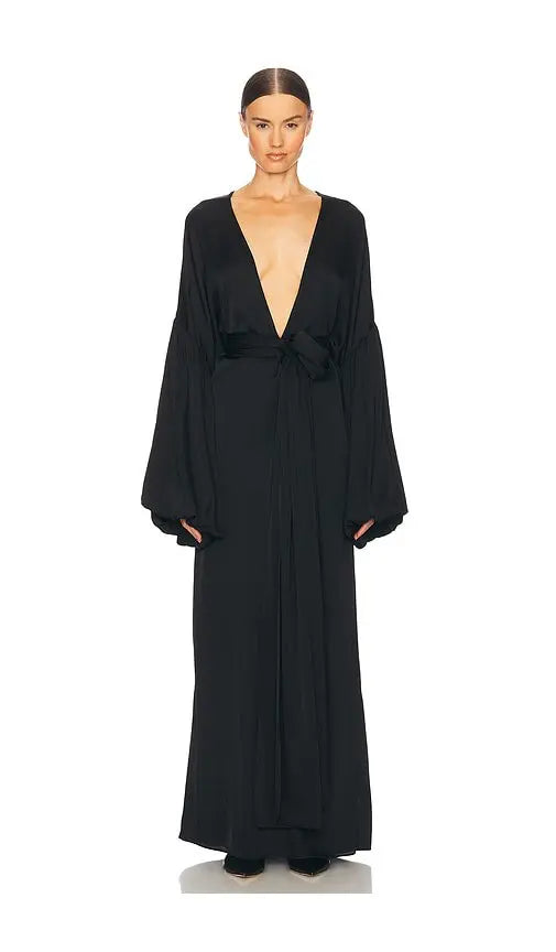 HELSA (NWT) Serafina Silk Maxi Dress - Black Size XS