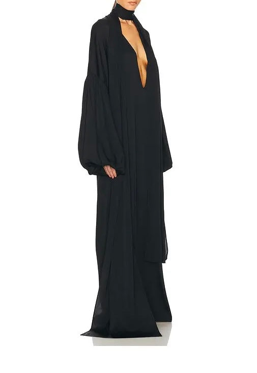 HELSA (NWT) Serafina Silk Maxi Dress - Black Size XS