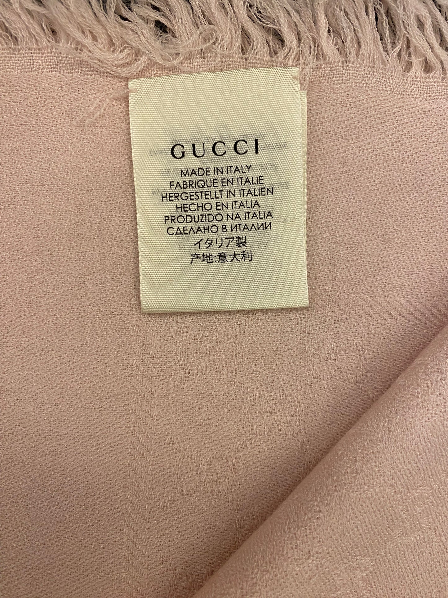 GUCCI Wool Scarf Light Pink 90