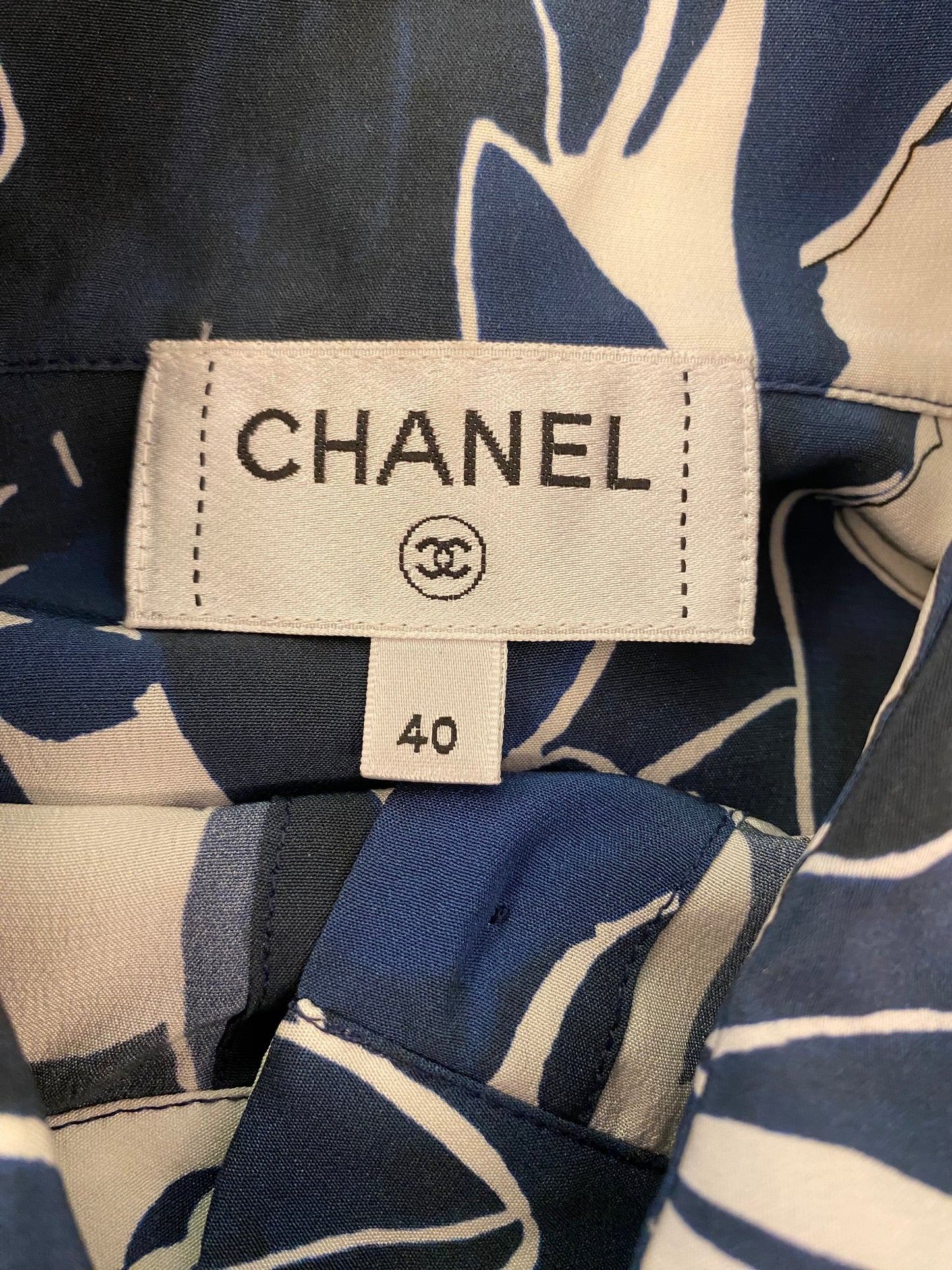 CHANEL 22B Camellia Pattern Blouse Size 40