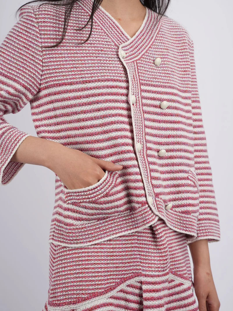 CHANEL (NWT) 2015 Pre-Spring/Summer Striped Knit Jacket Size IT 44