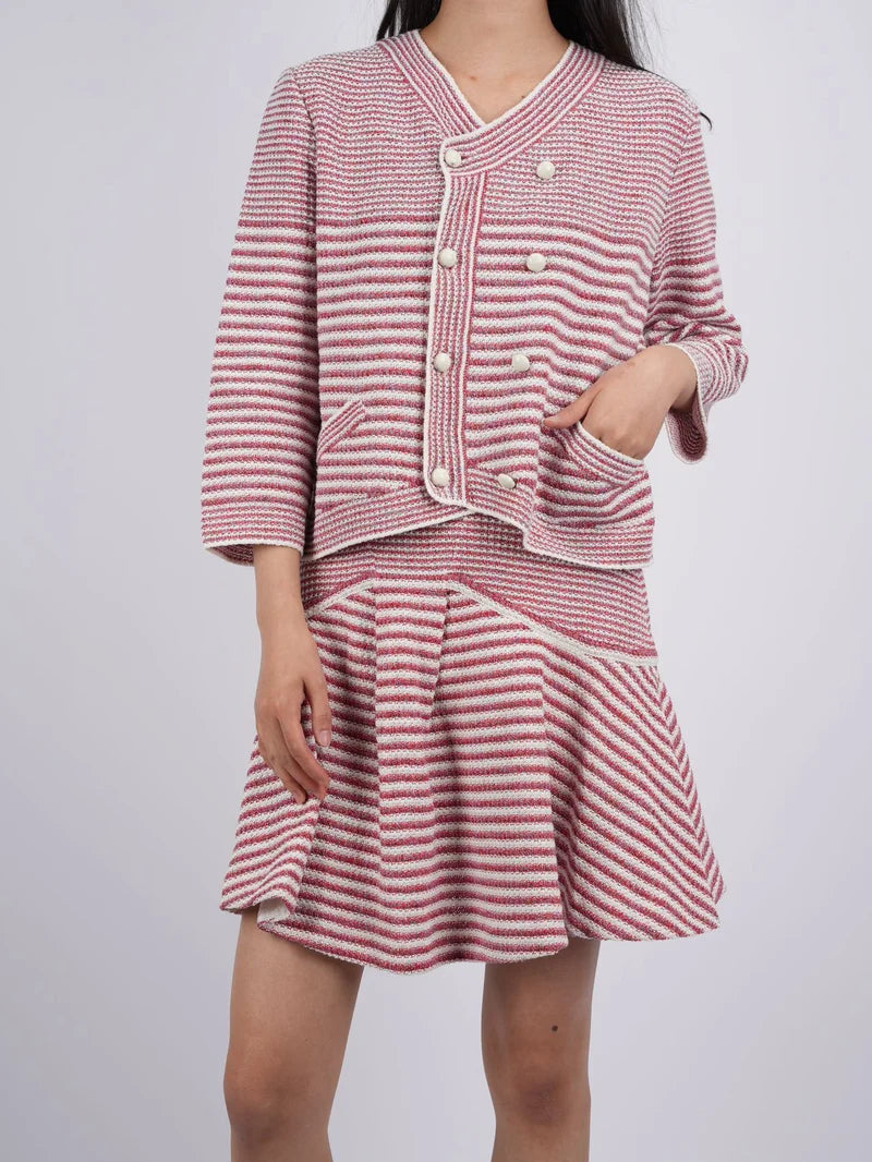 CHANEL (NWT) 2015 Pre-Spring/Summer Striped Knit Jacket Size IT 44