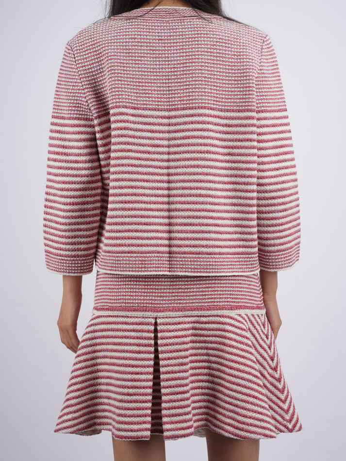 CHANEL (NWT) 2015 Pre-Spring/Summer Striped Knit Jacket Size IT 44