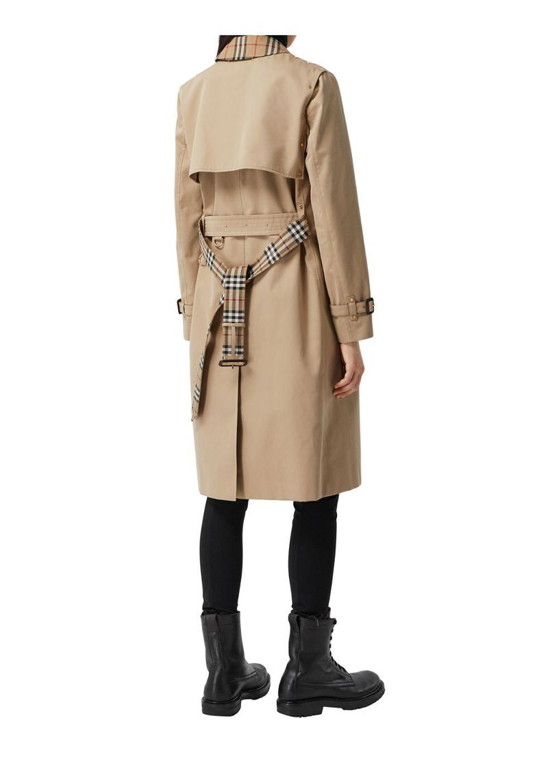BURBERRY Check Panel Cotton Gabardine Trench Coat Size IT 42
