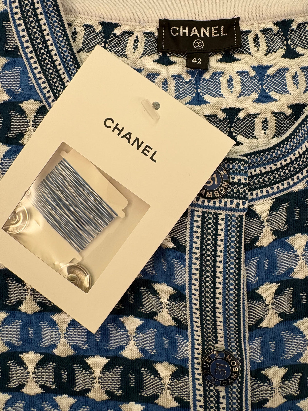 CHANEL (NWT) 2019 Sprin/Summer All-Over CC Pattern Cardigan Size IT 42