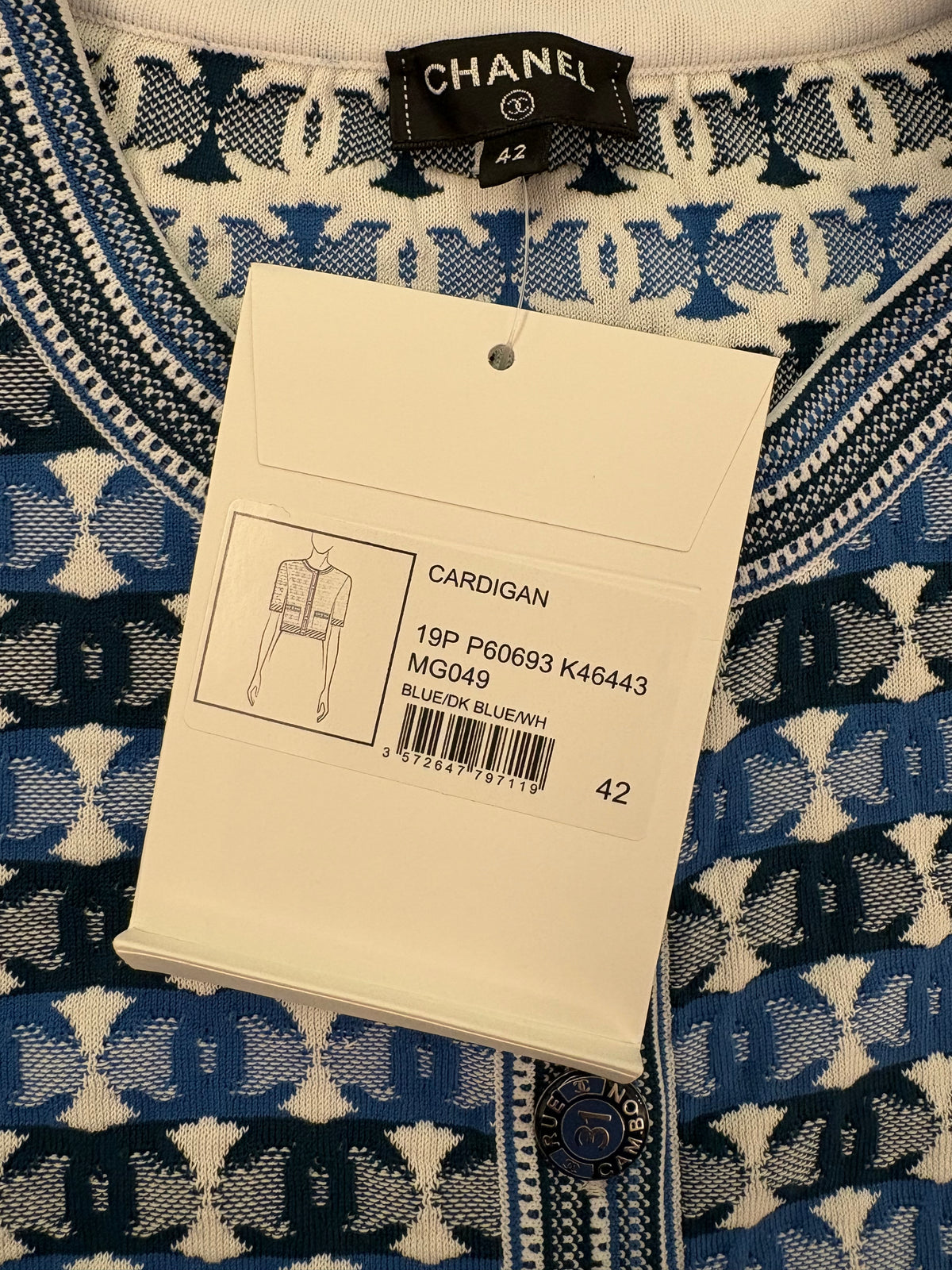CHANEL (NWT) 2019 Sprin/Summer All-Over CC Pattern Cardigan Size IT 42