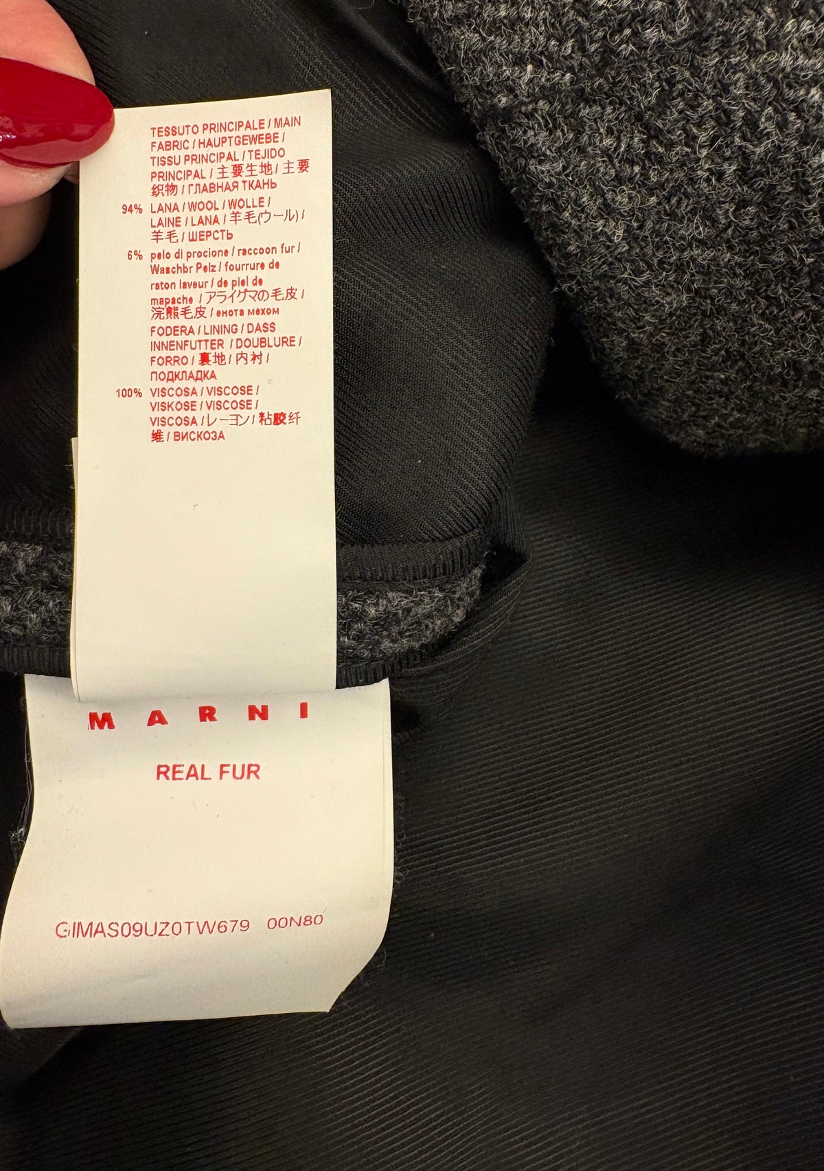 MARNI Wool Jacket with Fur Cuffs Size IT 42