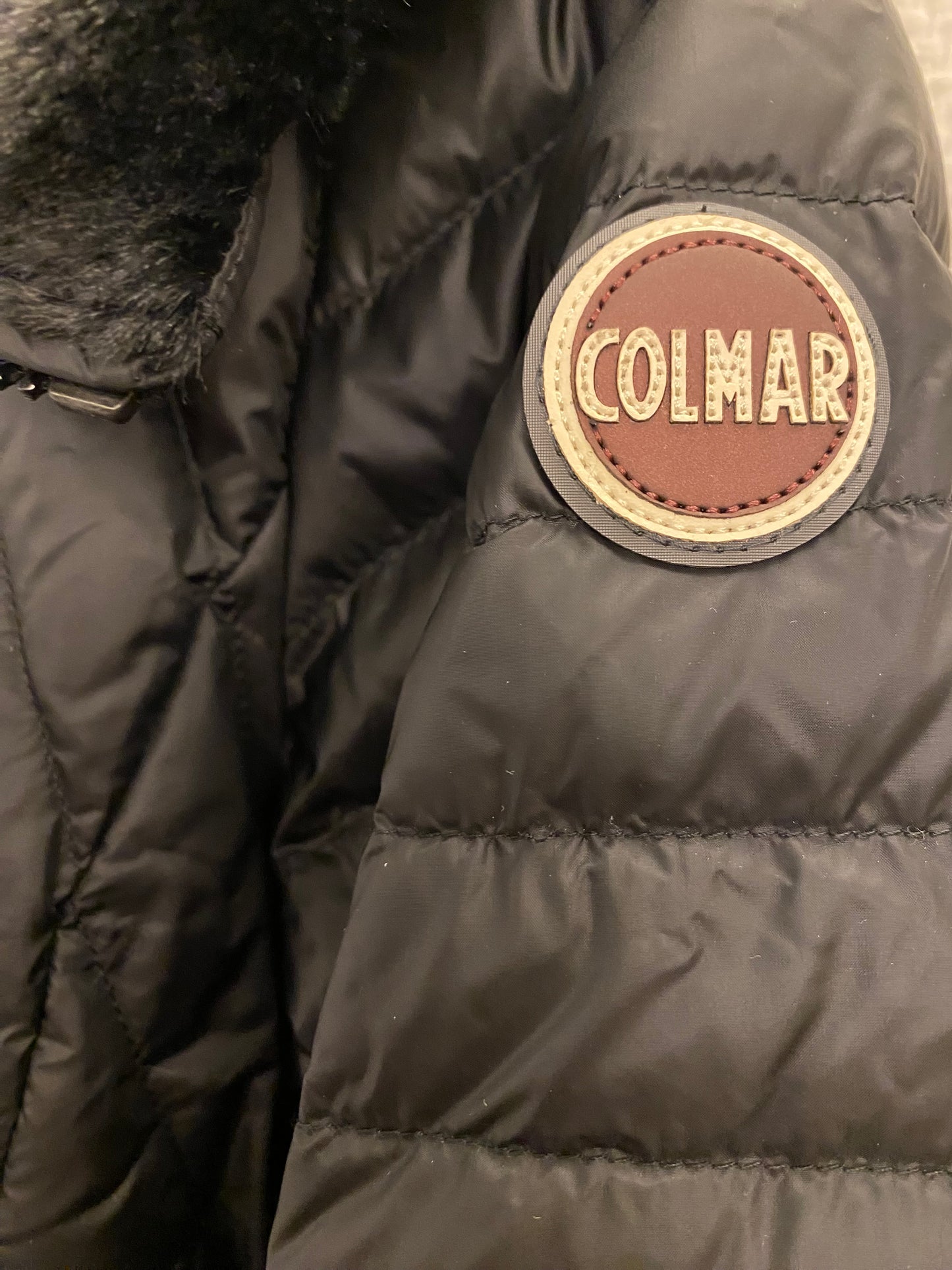 COLMAR Black Faux Fur Down Jacket Size 38