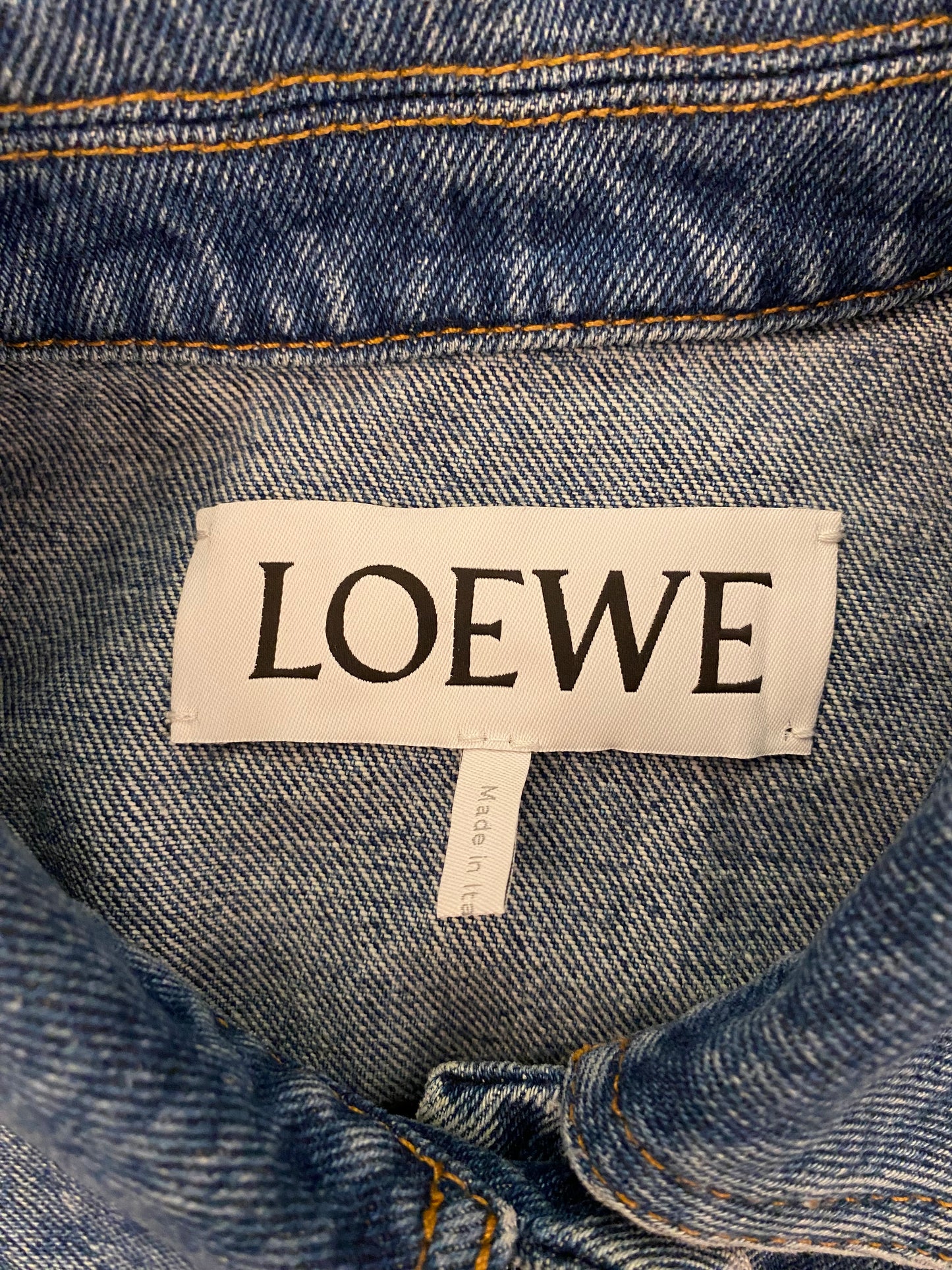 LOEWE Leather-trimmed Denim Jacket Size 36