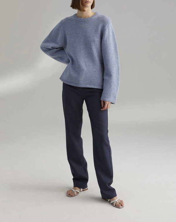 TOTÊME Montese Round Neck Knit Sweater Blue Size M