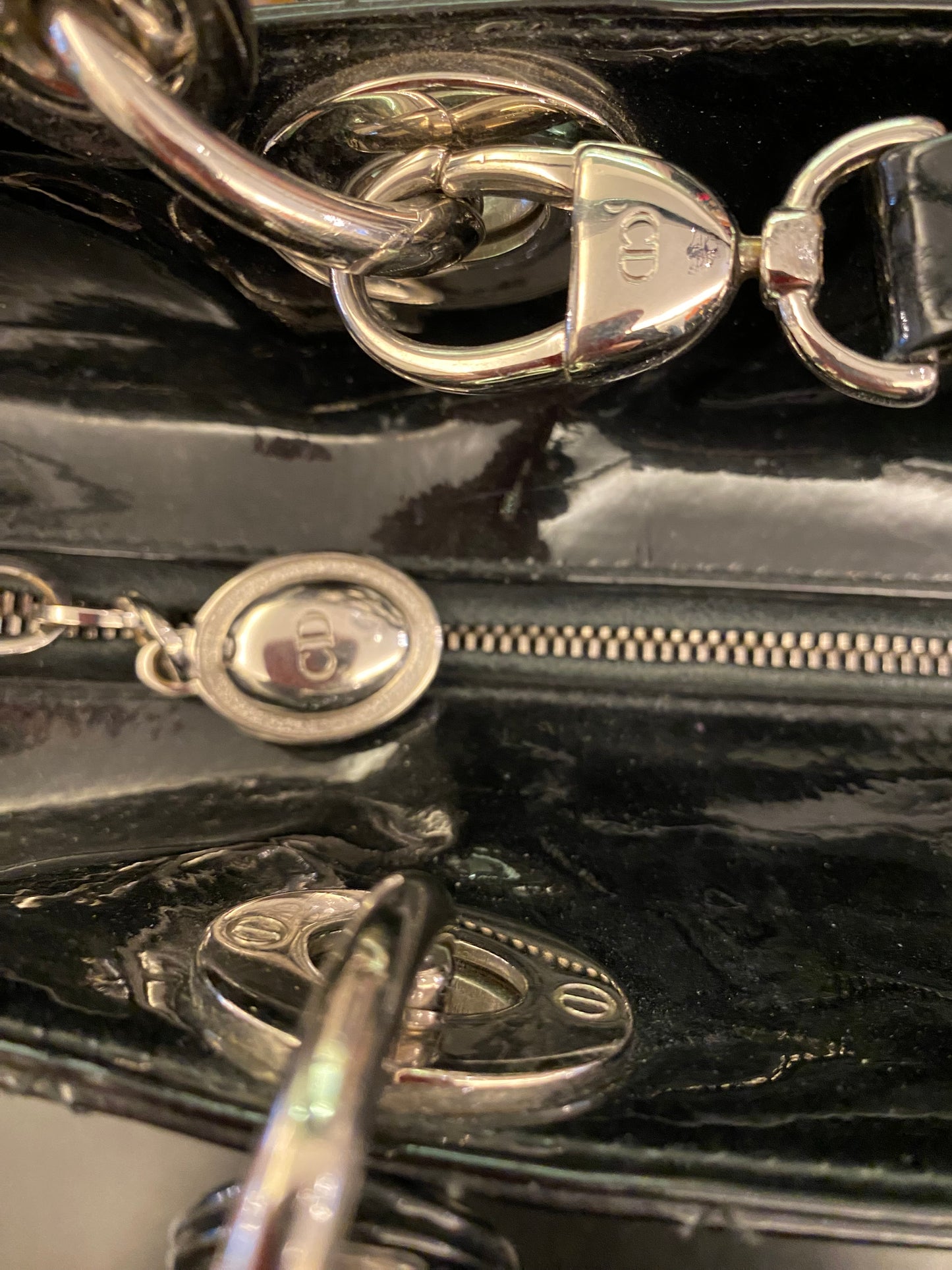 CHRISTIAN DIOR Lady Dior Patent Leather Handbag