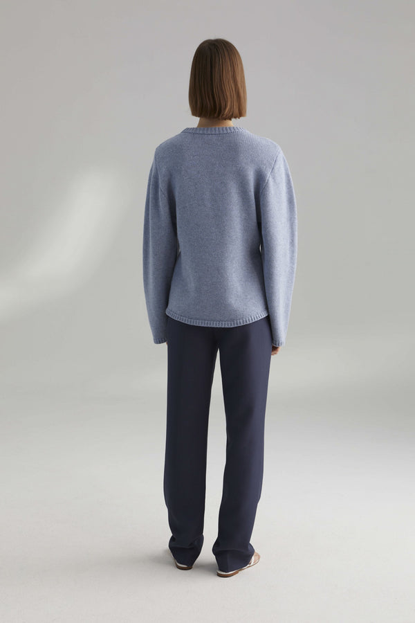 TOTÊME Montese Round Neck Knit Sweater Blue Size M