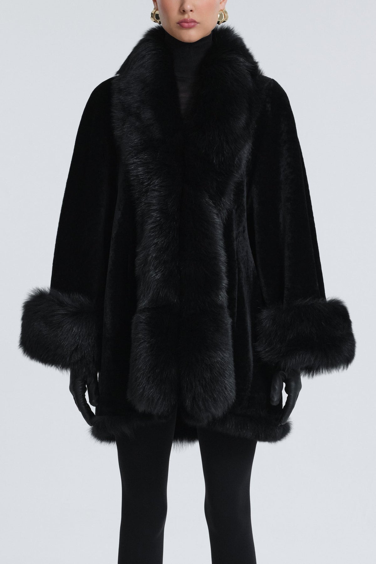 NOUR HAMMOUR ”Sima” Midi Lambskin Shearling Coat Size S
