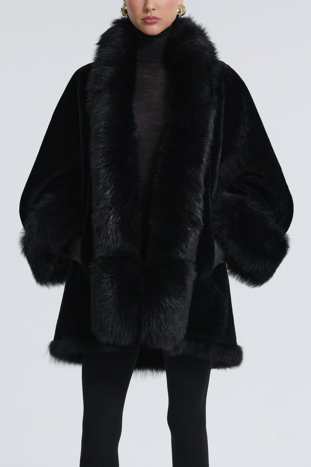 NOUR HAMMOUR ”Sima” Midi Lambskin Shearling Coat Size S