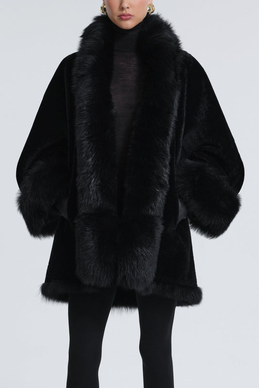 NOUR HAMMOUR ”Sima” Midi Lambskin Shearling Coat Size S
