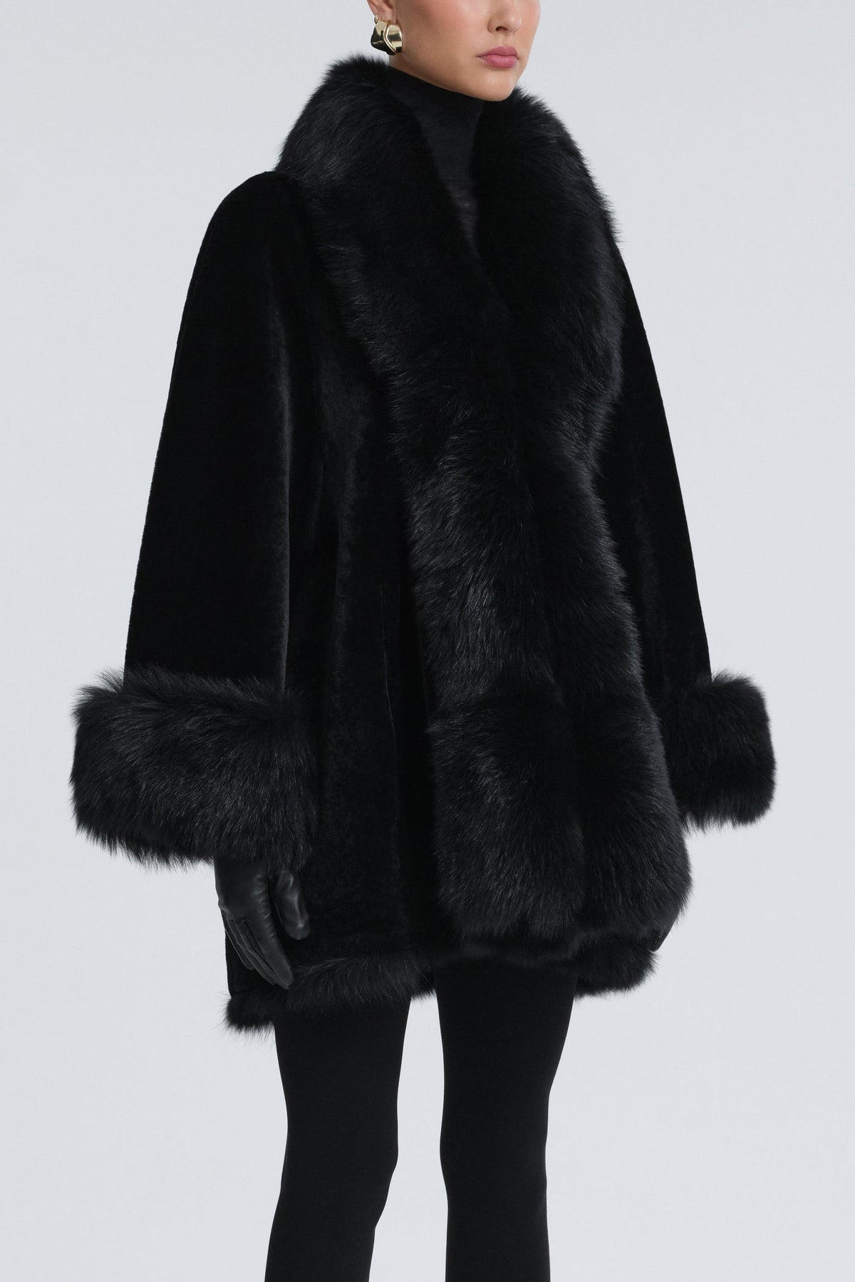 NOUR HAMMOUR ”Sima” Midi Lambskin Shearling Coat Size S