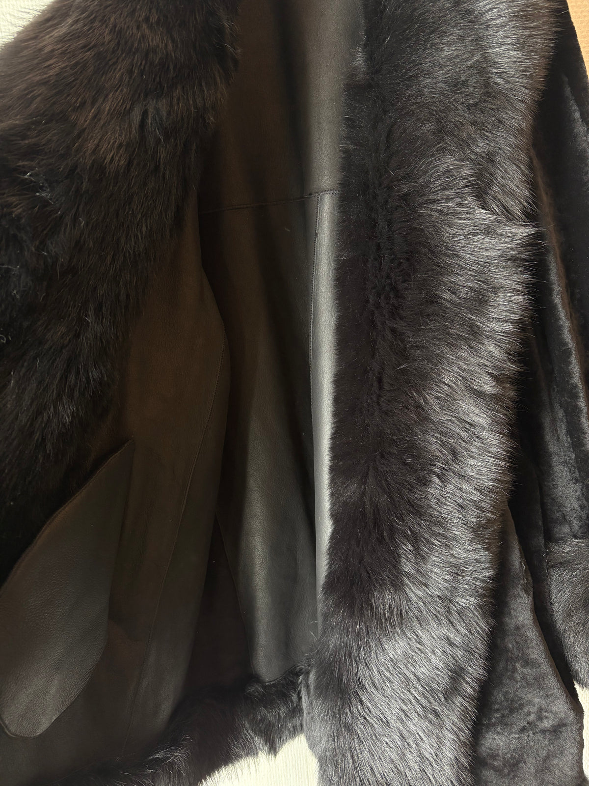 NOUR HAMMOUR ”Sima” Midi Lambskin Shearling Coat Size S