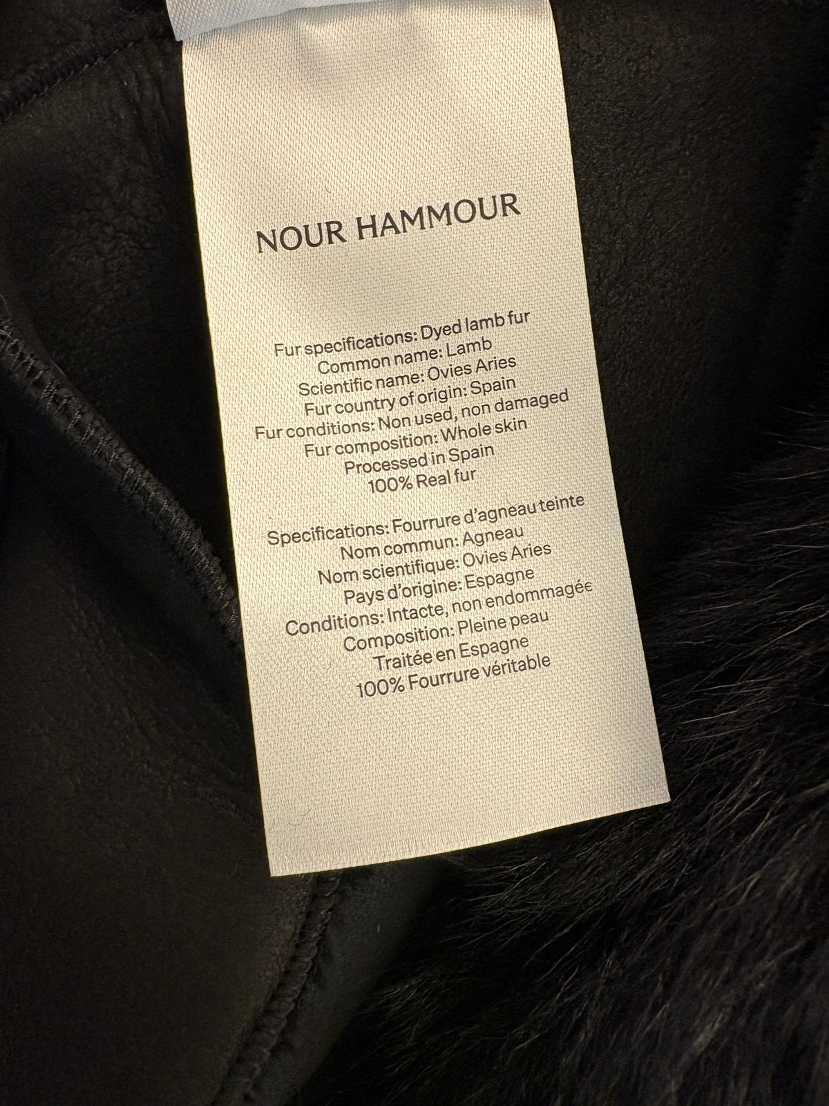 NOUR HAMMOUR ”Sima” Midi Lambskin Shearling Coat Size S