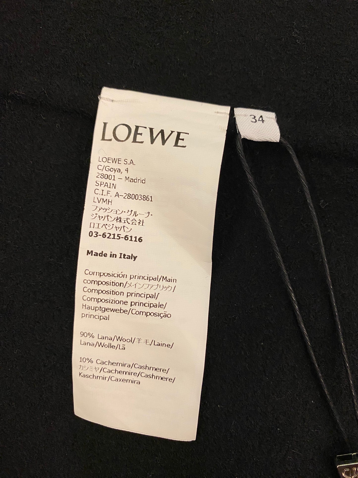 LOEWE Wool and Cashmere Coat Size 34