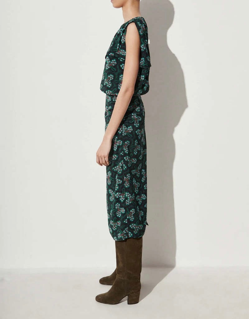 RACHEL COMEY Printed Dark Green Dress Size 6/S