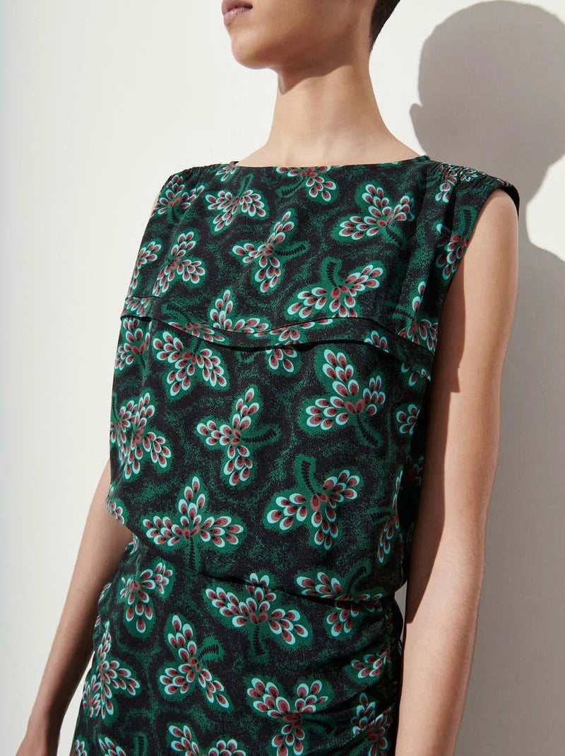 RACHEL COMEY Printed Dark Green Dress Size 6/S