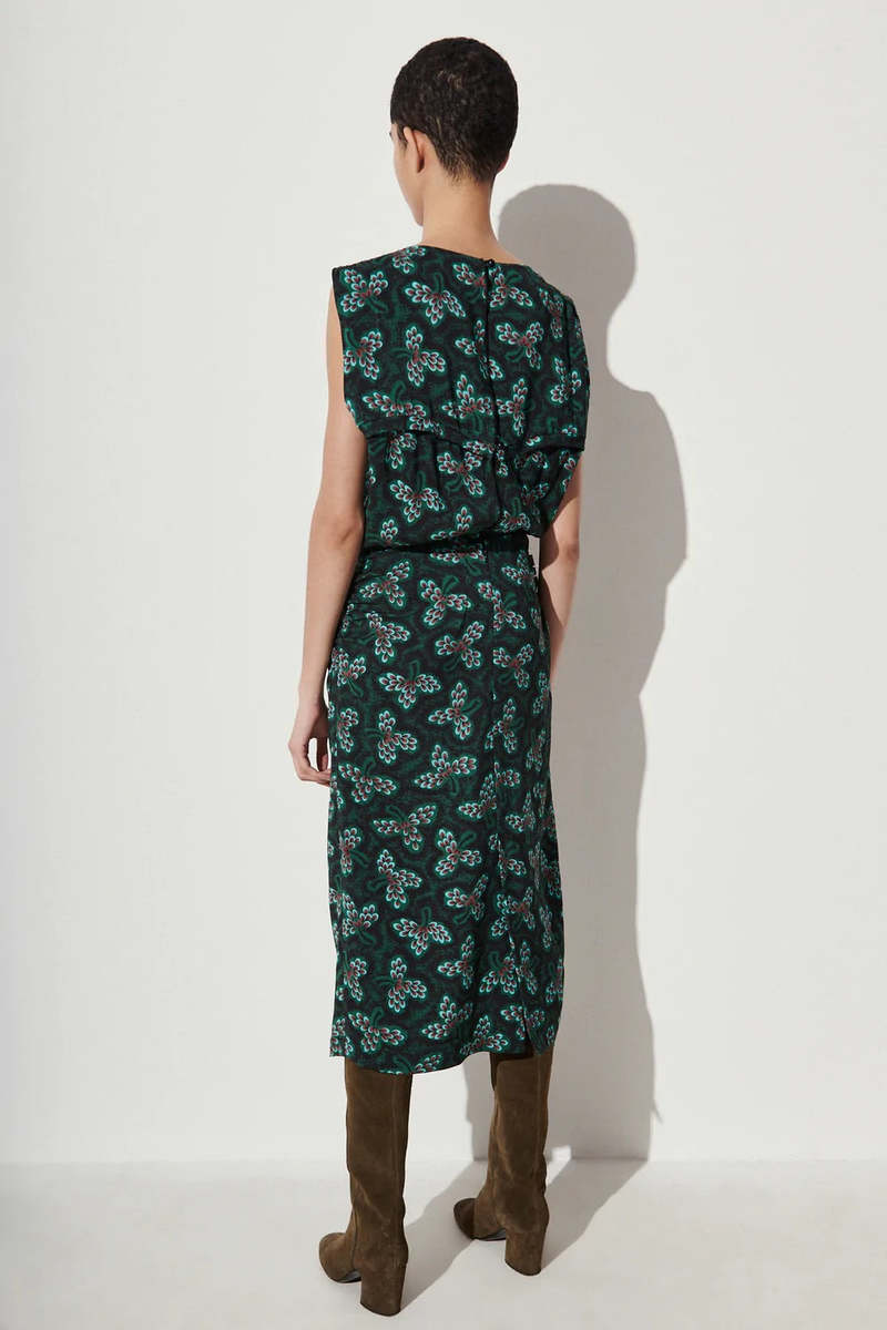 RACHEL COMEY Printed Dark Green Dress Size 6/S