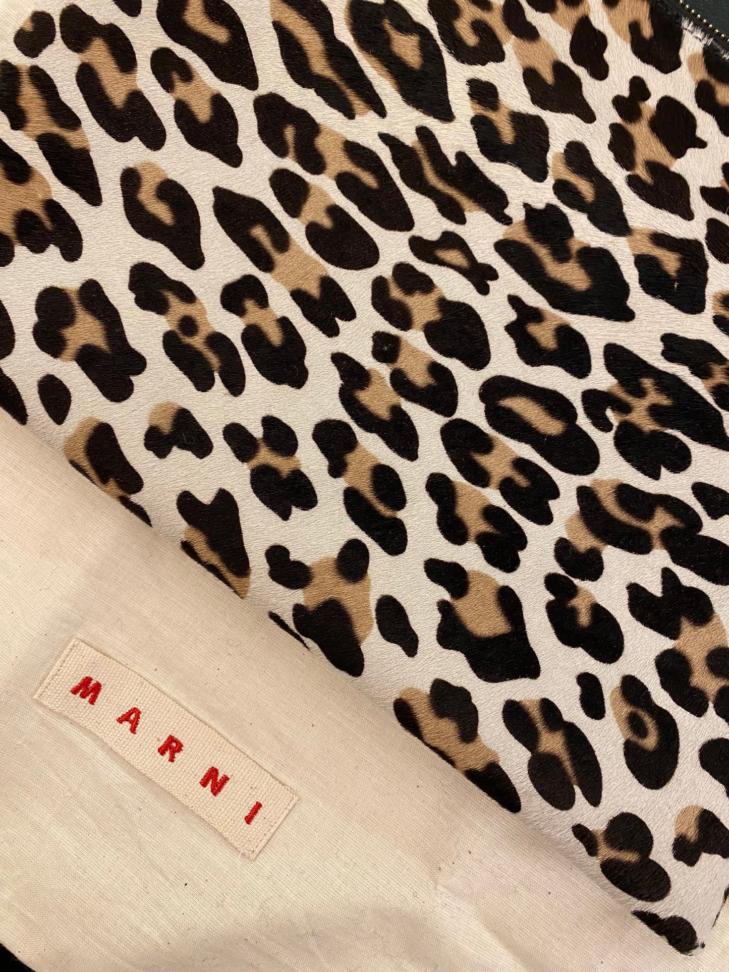 MARNI Leopard-print Calf Hair Clutch Bag