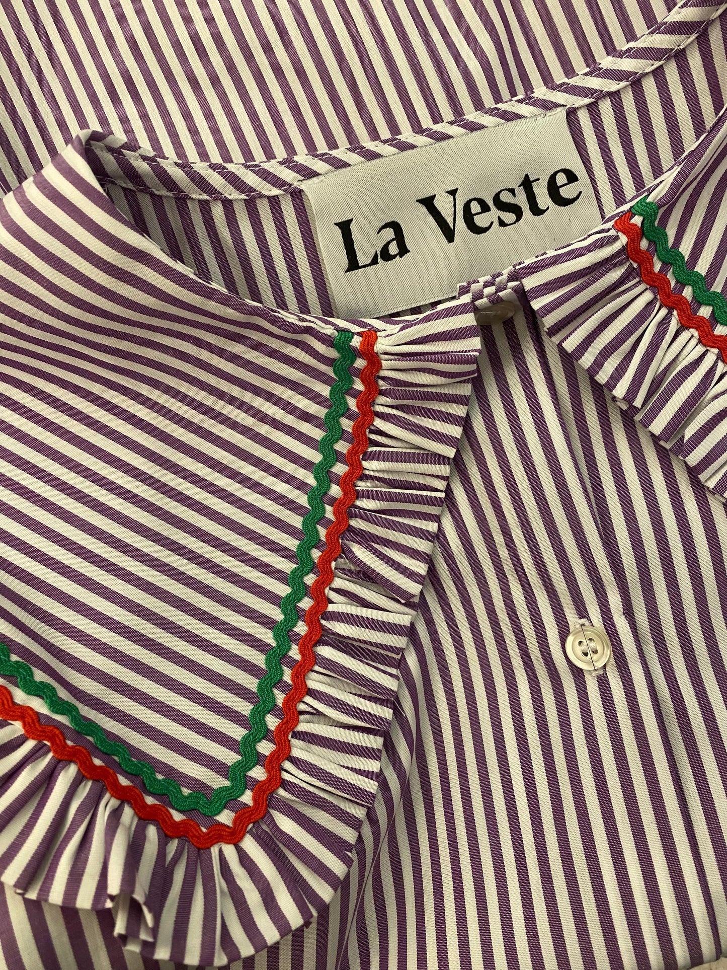 LA VESTE Stripe Purple Shirt Size S