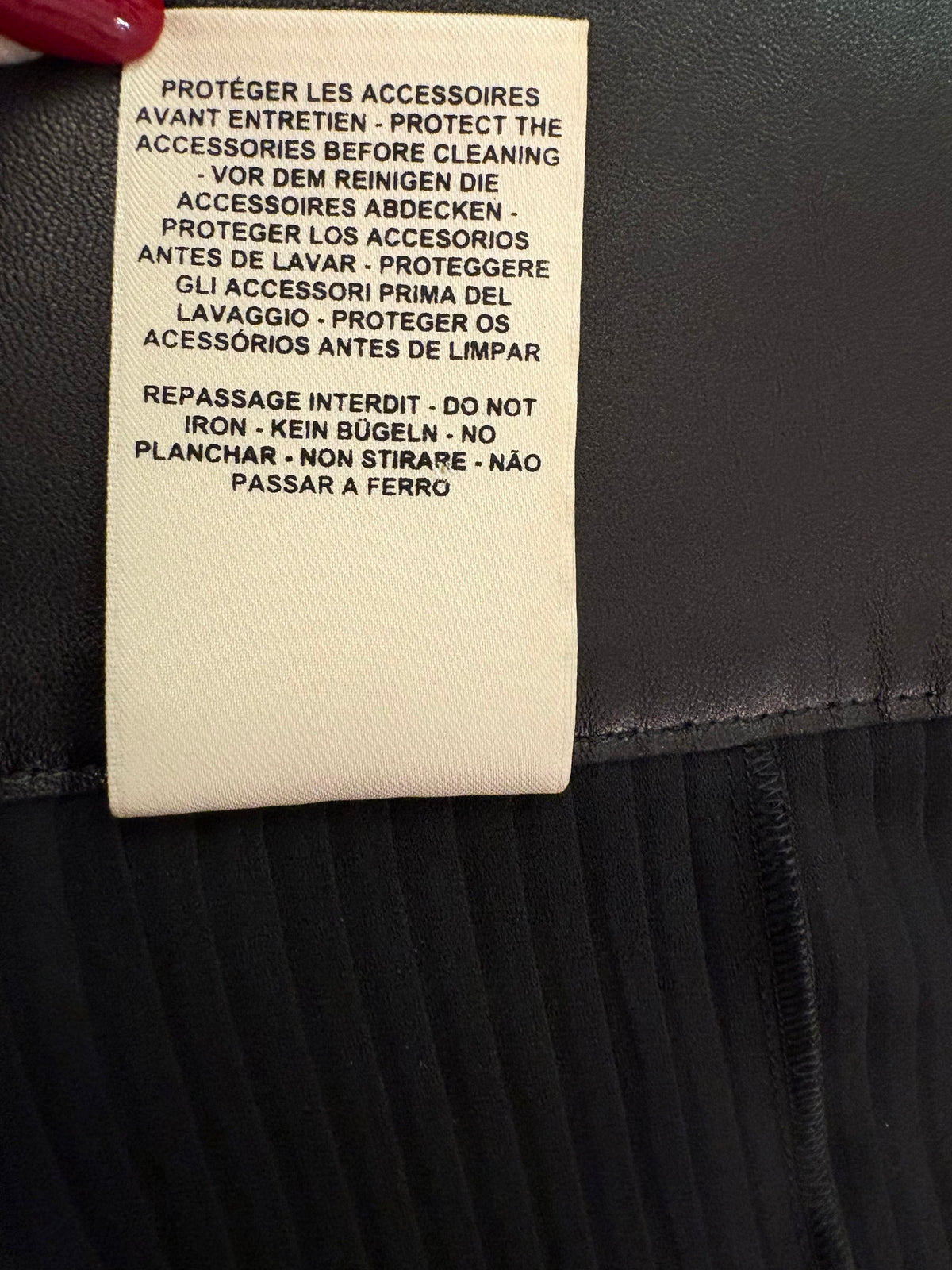 HERMÈS Black Pleated Lambskin Trim Midi Skirt Size Fr 38