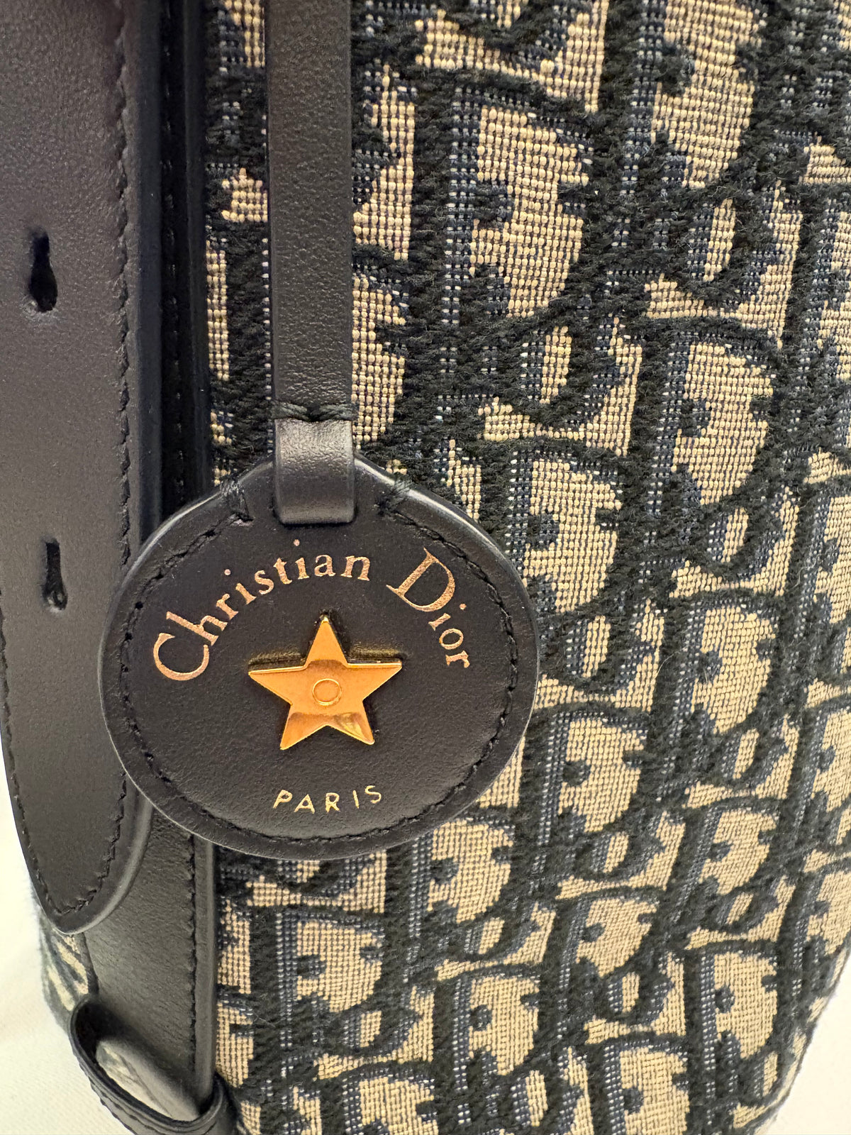 CHRISTIAN DIOR Diorstar Bucket Bag Blue Oblique Jacquard
