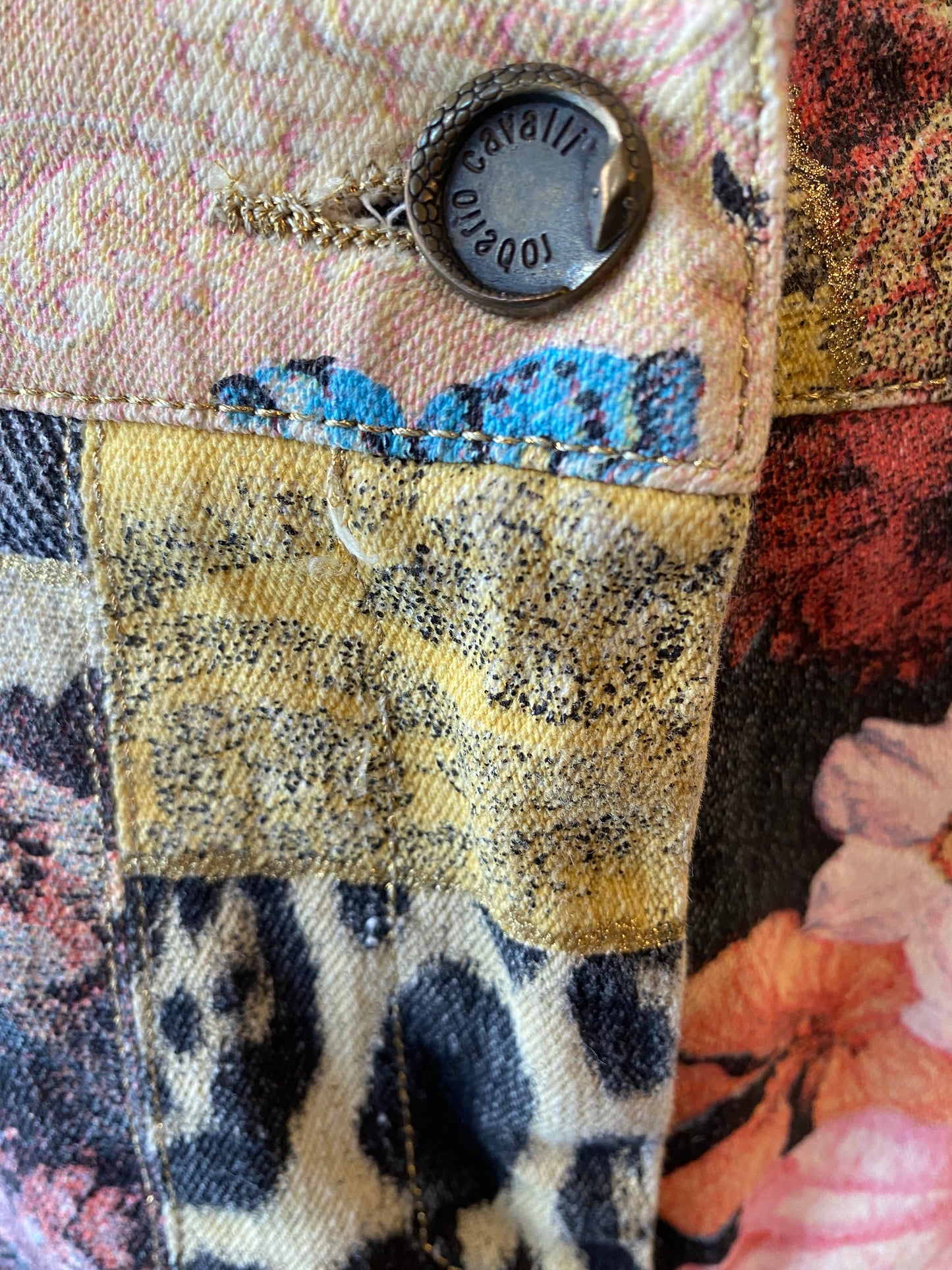 ROBERTO CAVALLI Patchwork Cotton Skirt Size M