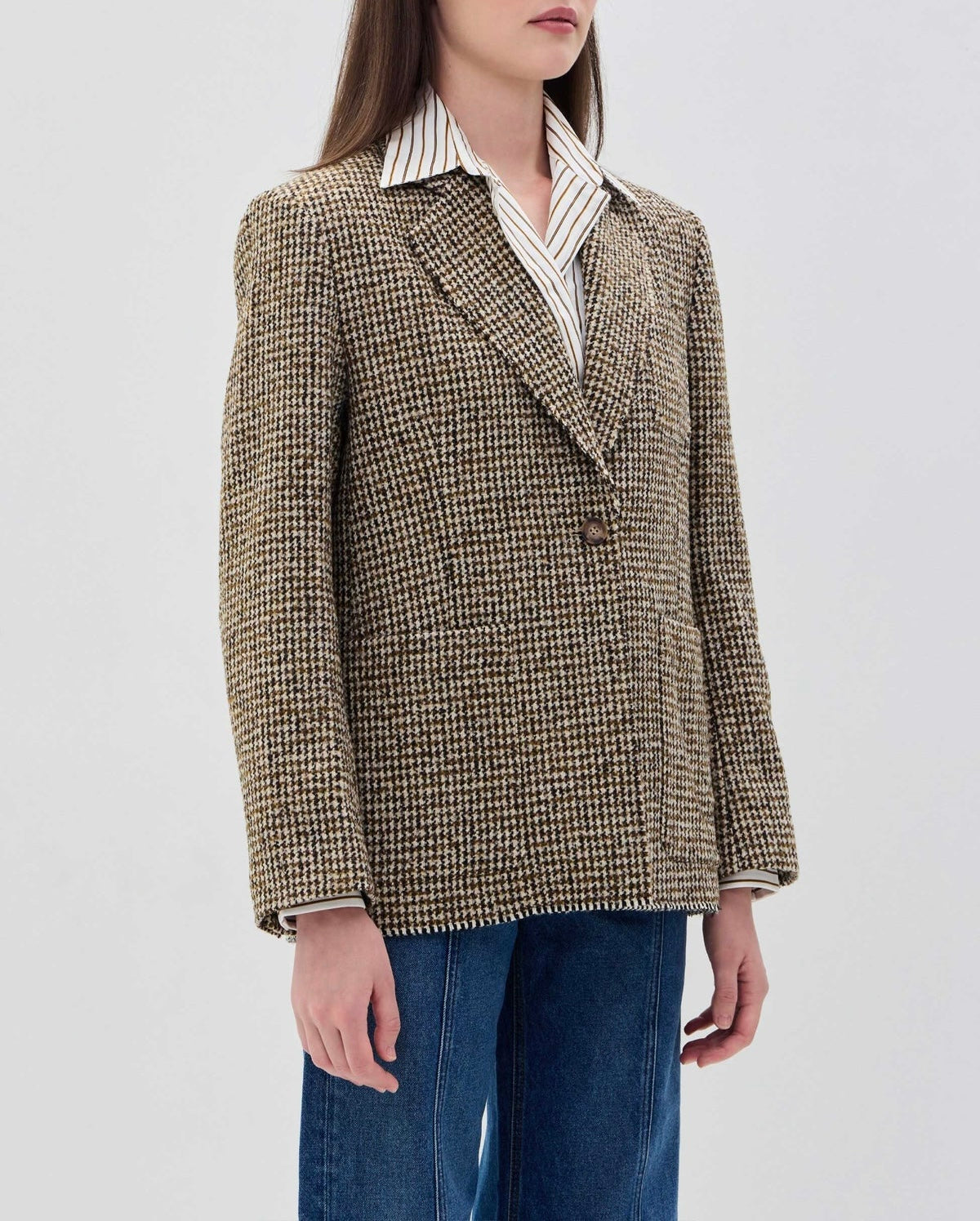 HOUSE OF DAGMAR (NWT) Houndstooth Brown Beige Blazer Size 36
