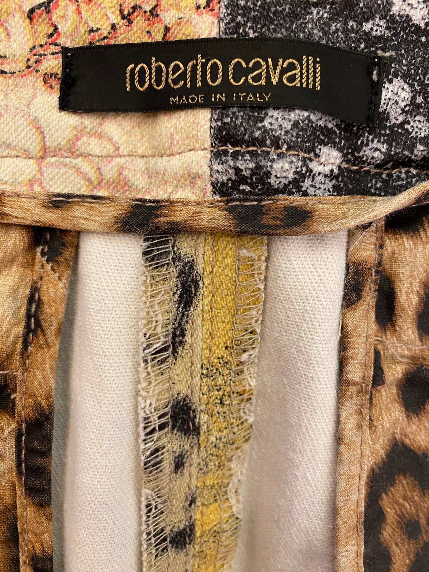 ROBERTO CAVALLI Patchwork Cotton Skirt Size M