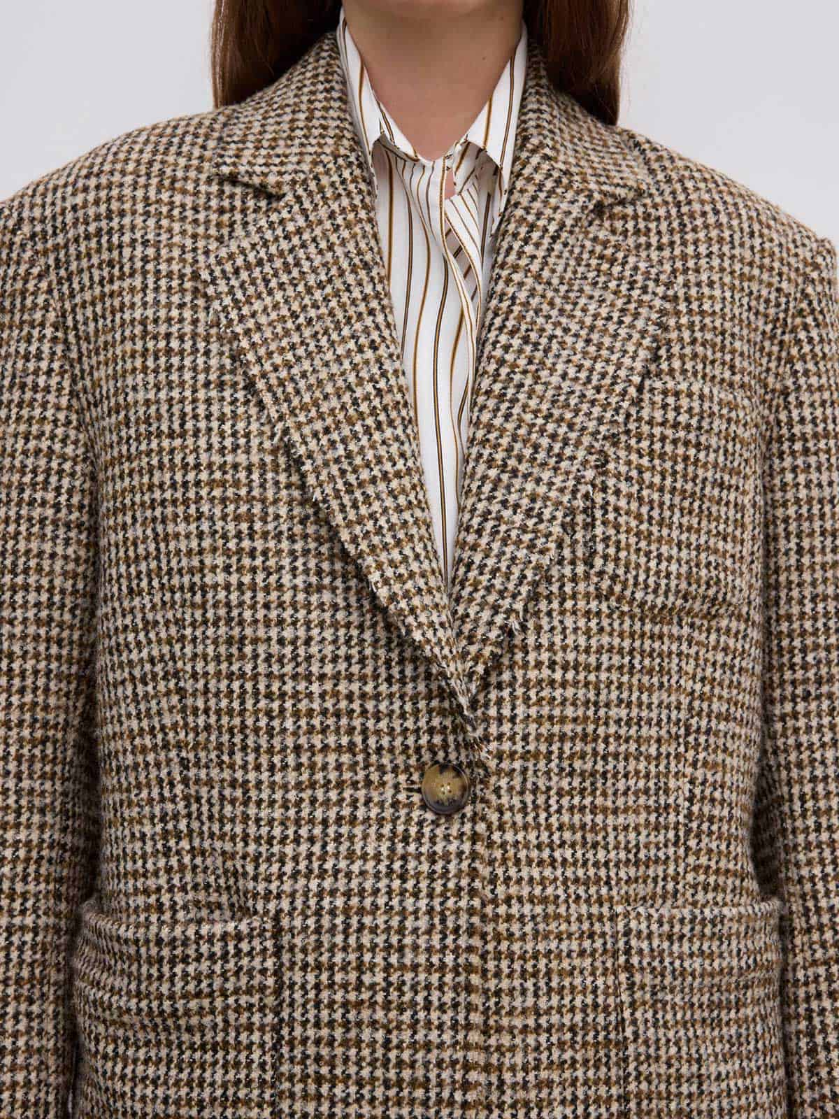 HOUSE OF DAGMAR (NWT) Houndstooth Brown Beige Blazer Size 36
