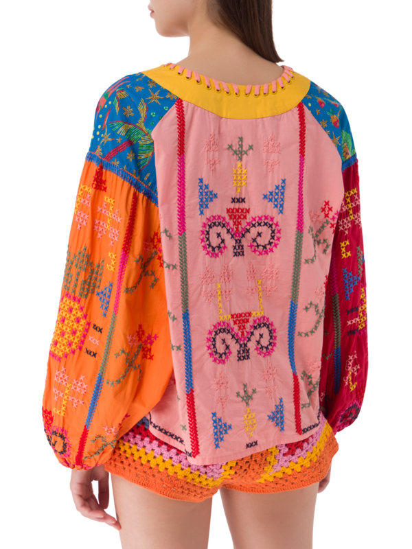 FARM Rio Color Block Embroidered Blouse Size S