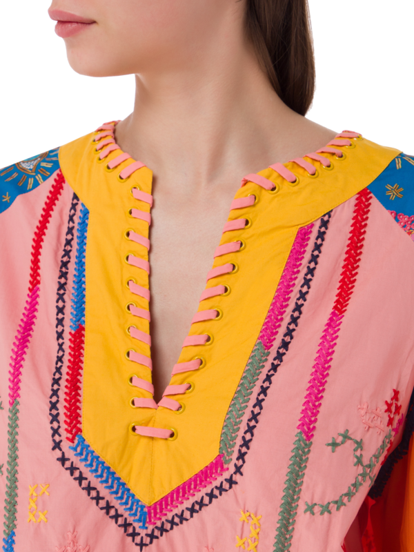 FARM Rio Color Block Embroidered Blouse Size S