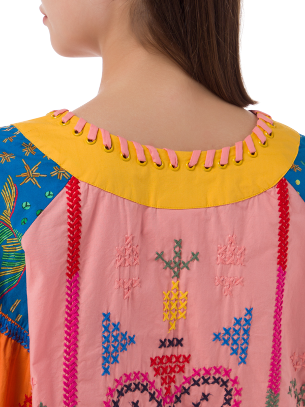 FARM Rio Color Block Embroidered Blouse Size S