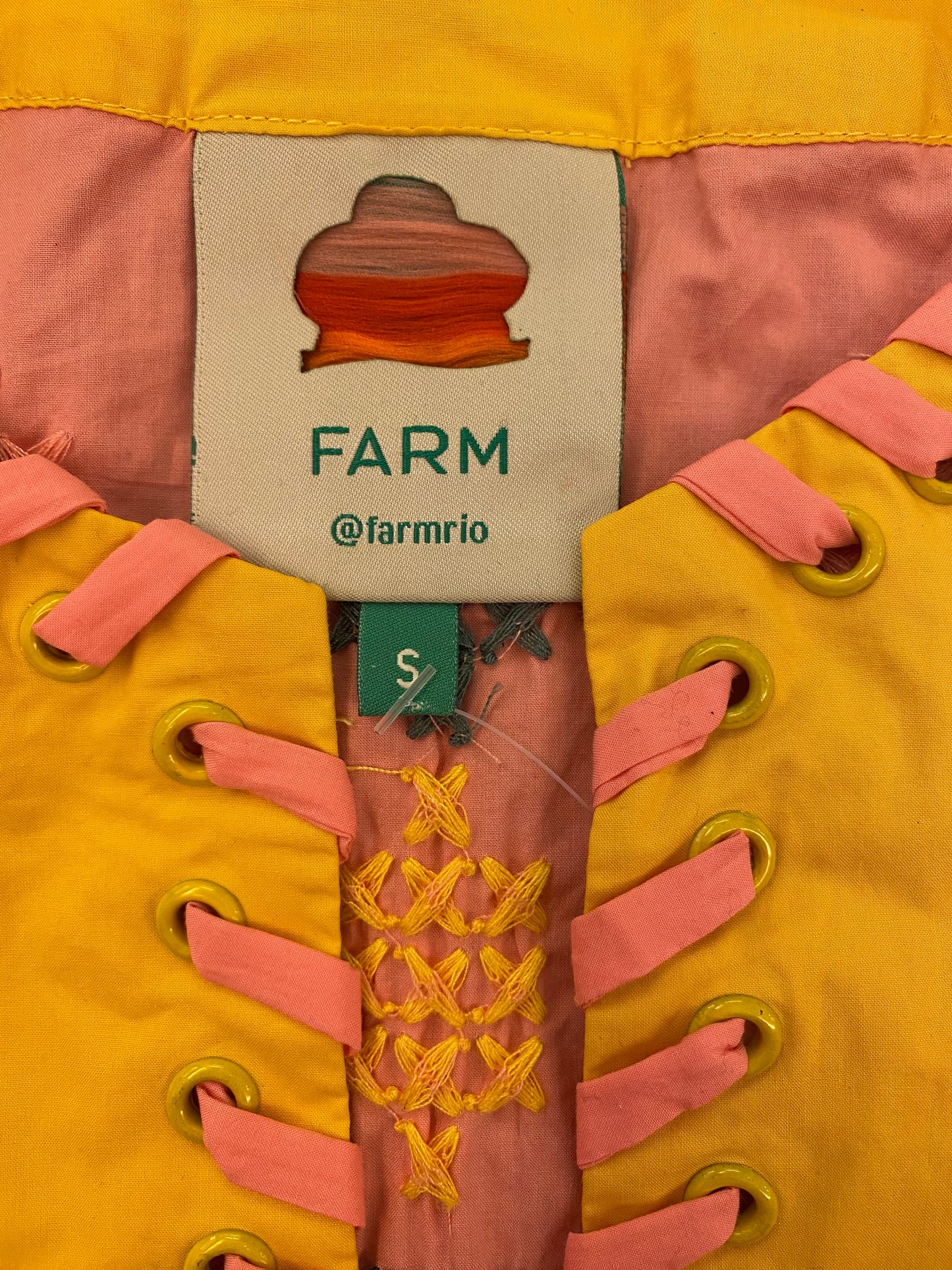 FARM Rio Color Block Embroidered Blouse Size S