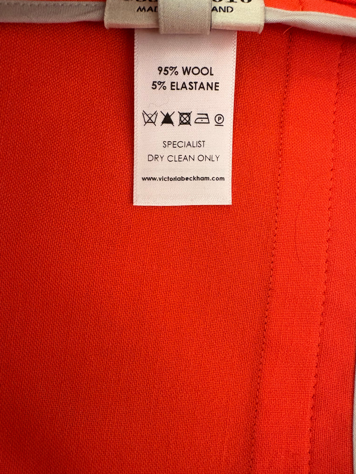 VICTORIA BECKHAM Orange/Coral Wool Coat Size 2 / EU XS