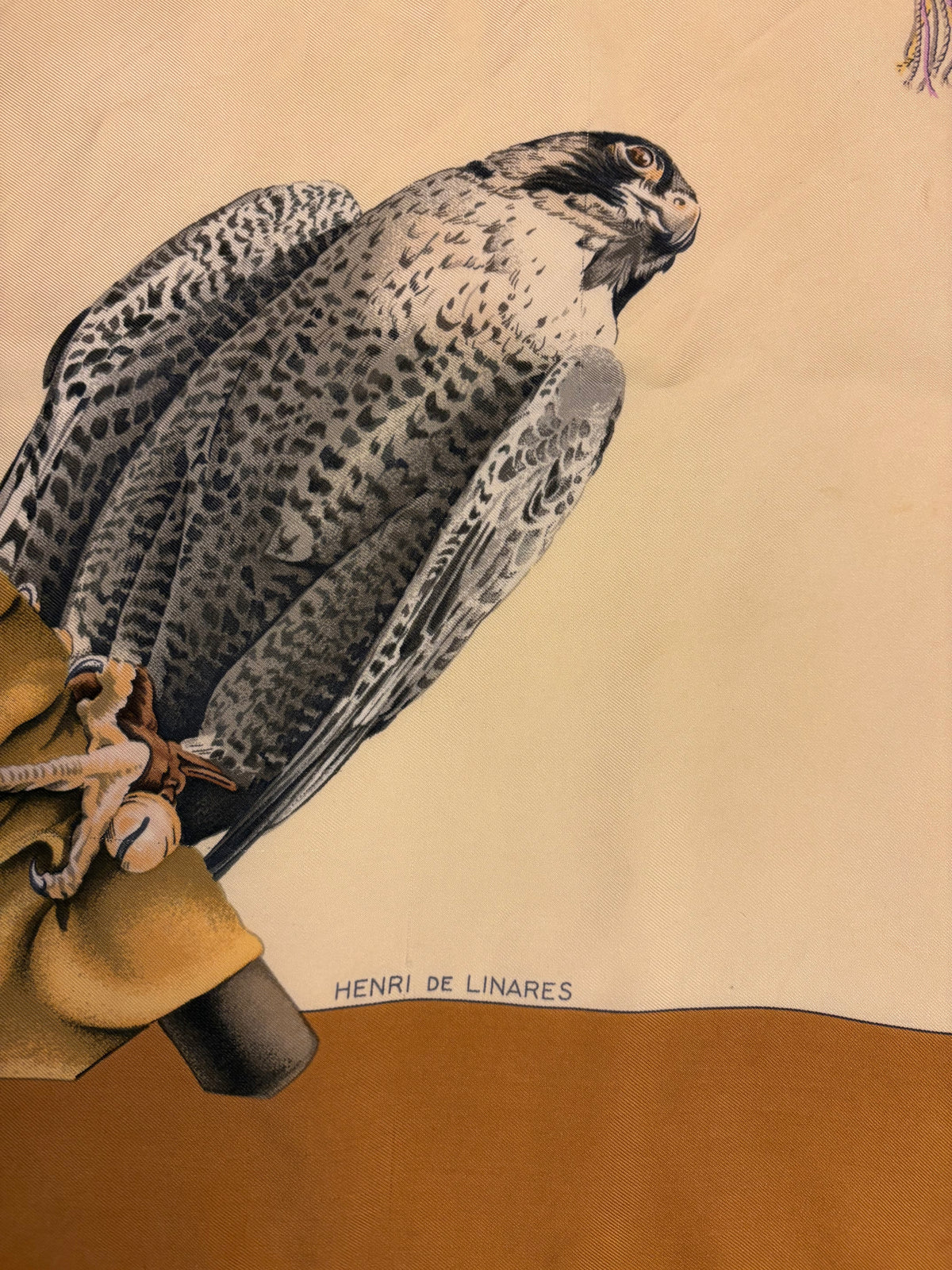 HERMÈS Vintage Silk Scarf “Chasse à Vol” by Henri de Linares 90x90 cm