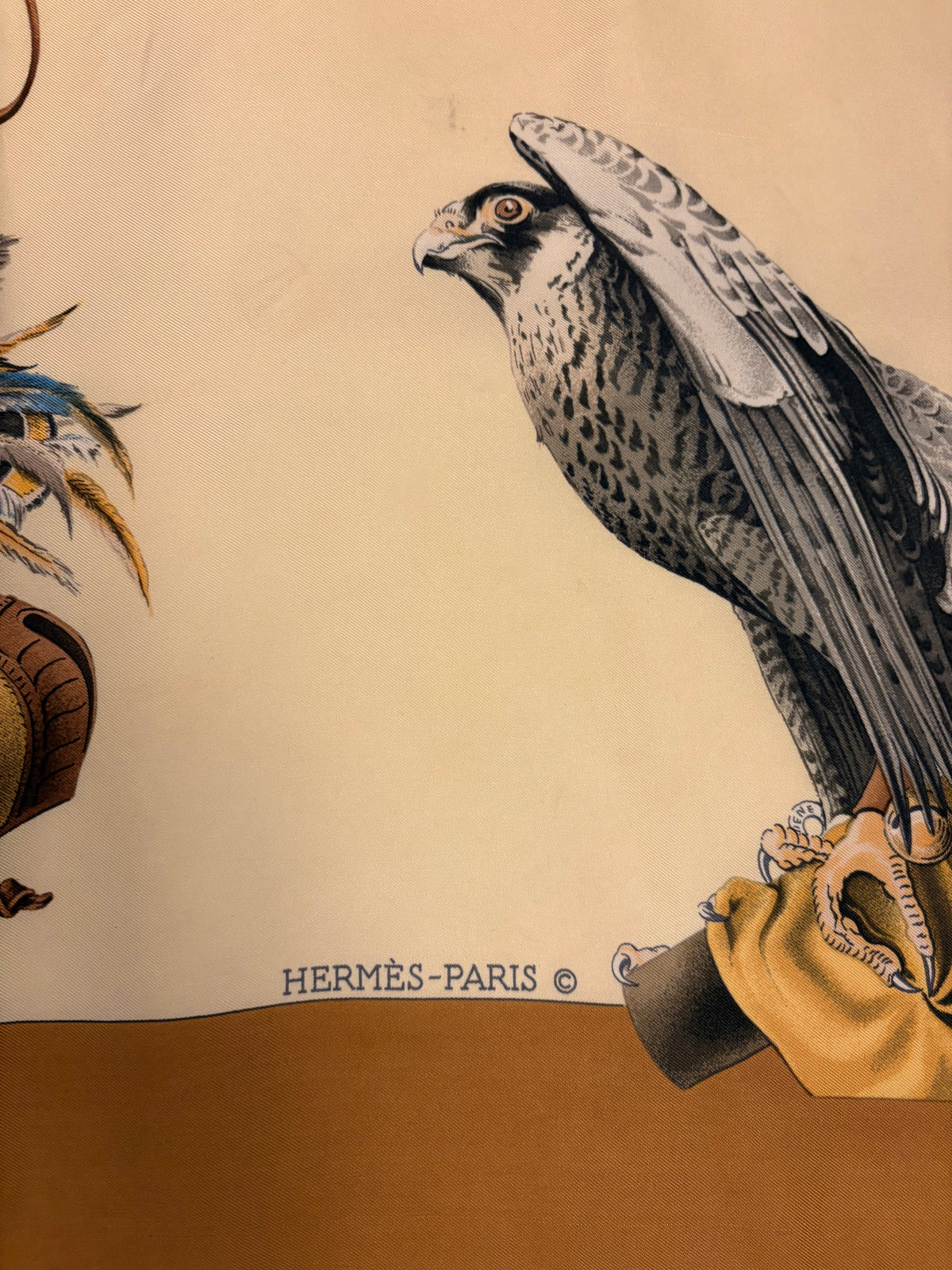 HERMÈS Vintage Silk Scarf “Chasse à Vol” by Henri de Linares 90x90 cm
