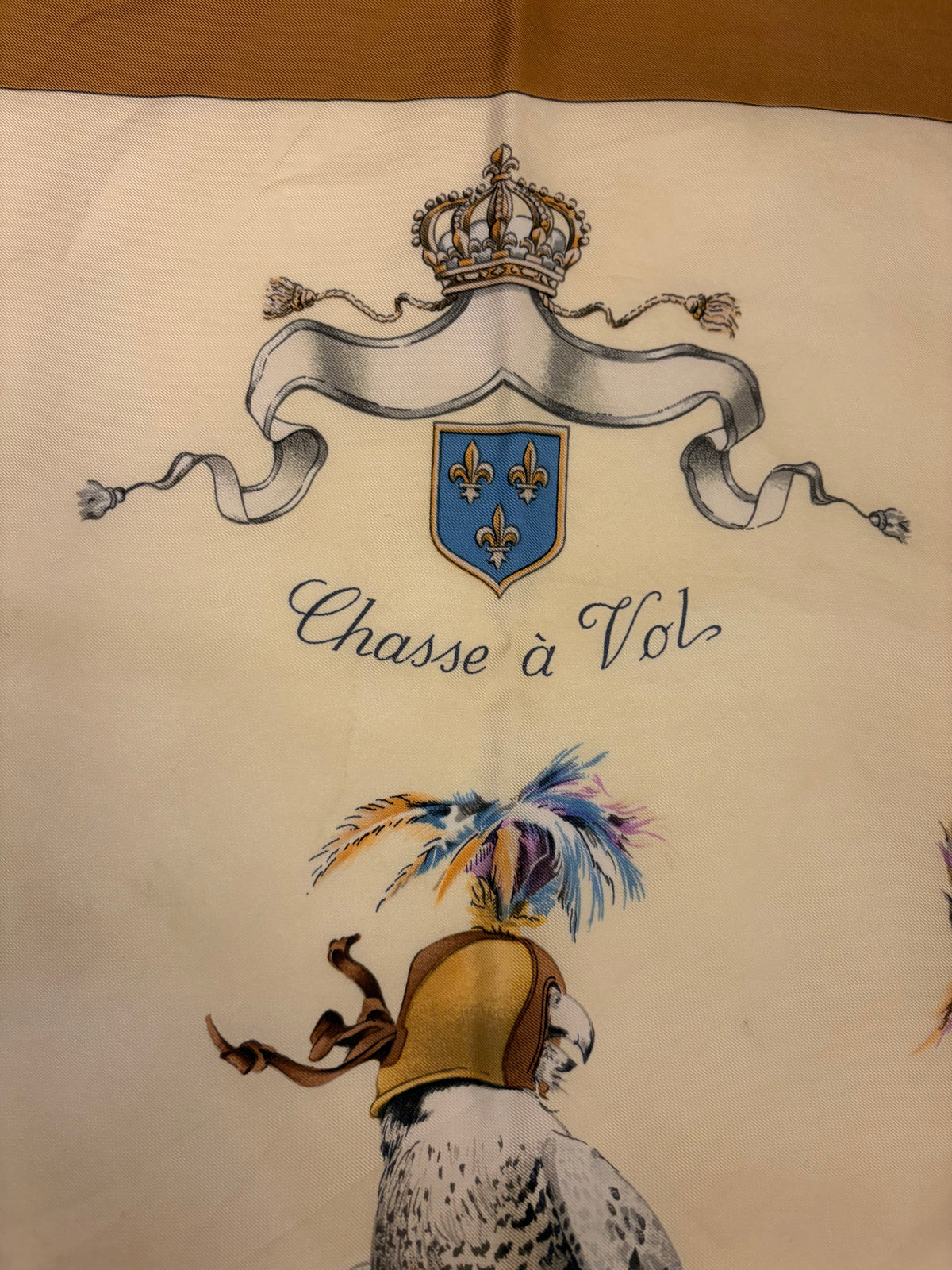 HERMÈS Vintage Silk Scarf “Chasse à Vol” by Henri de Linares 90x90 cm