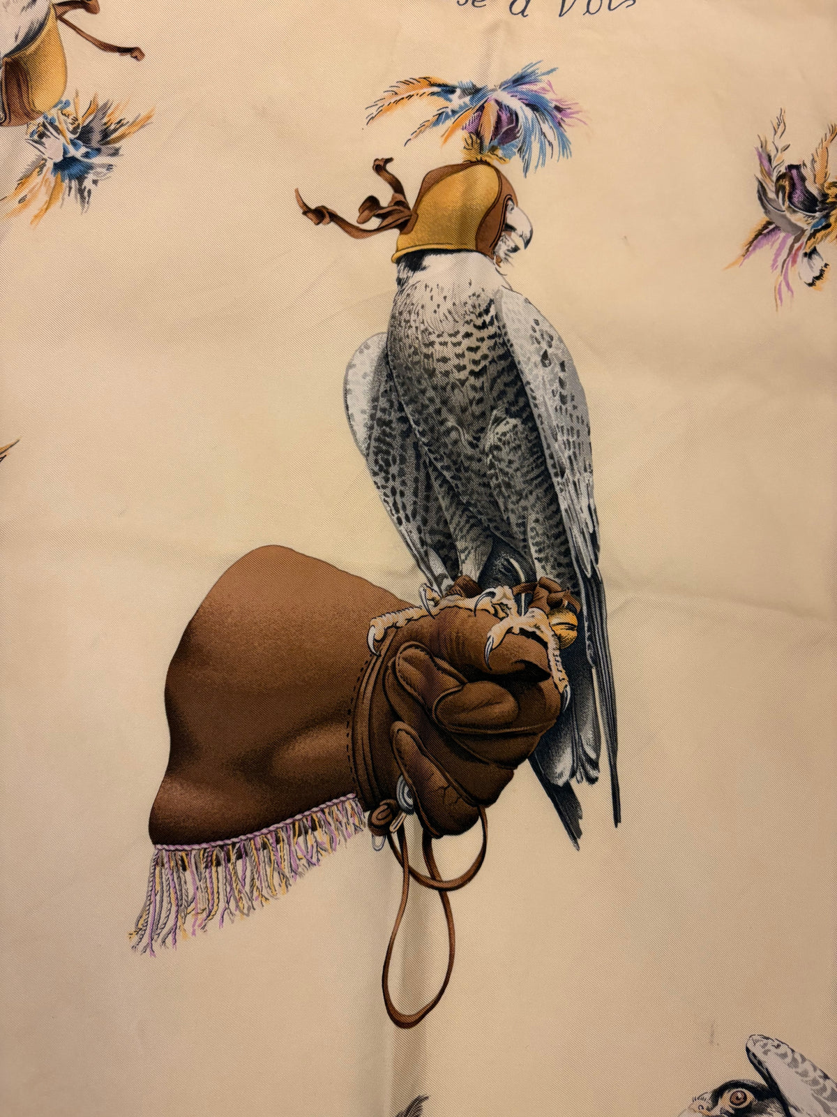 HERMÈS Vintage Silk Scarf “Chasse à Vol” by Henri de Linares 90x90 cm
