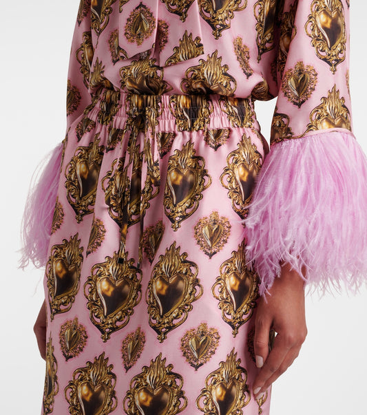 DOLCE & GABBANA (NWT) Silk “Sacro Cuore” Midi Skirt Size IT 44