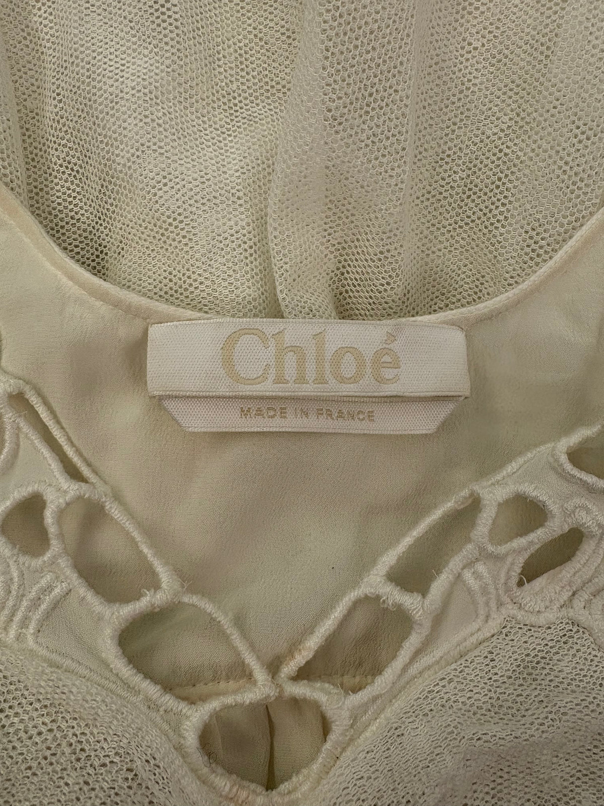 CHLOÉ Butterfly Broderie Anglaise Tassel Tulle Dress Size FR 36