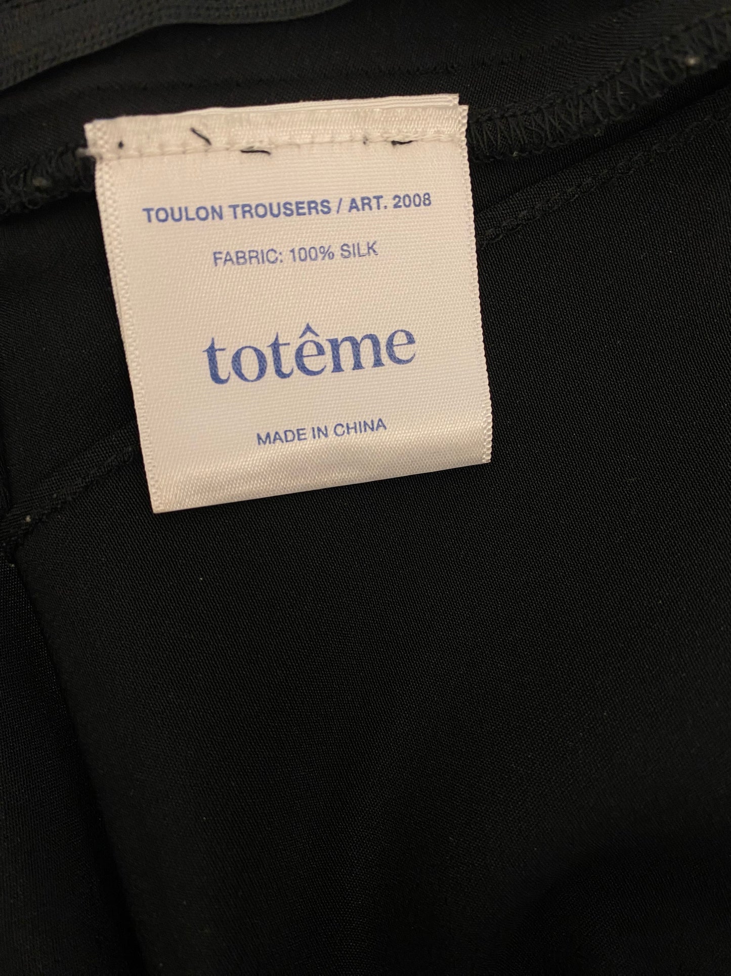 TOTÊME Black Toulon Pants Size S