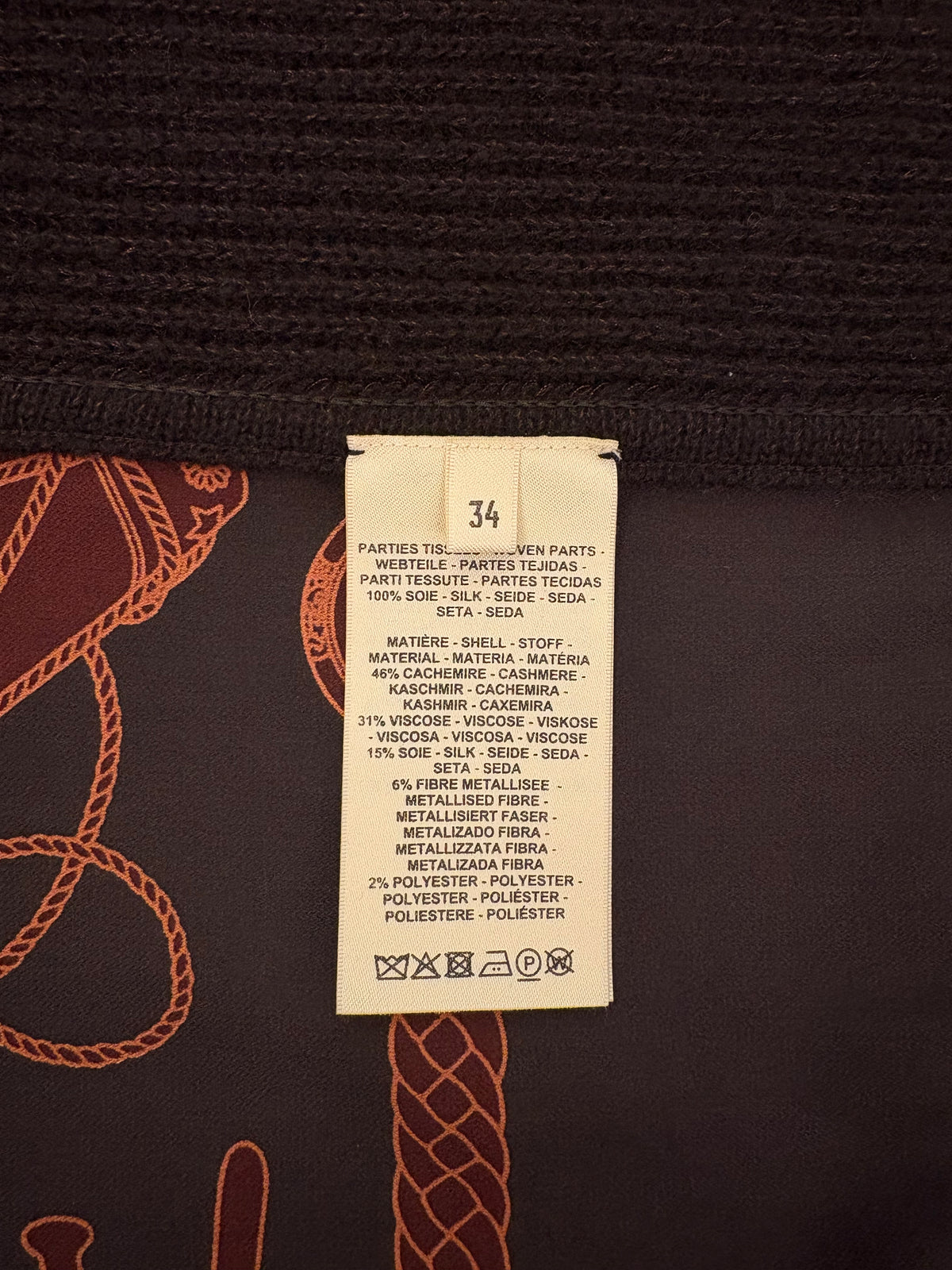 HERMÈS “Les Tambours Finesse” Twillaine Long Cardigan Size Fr 34